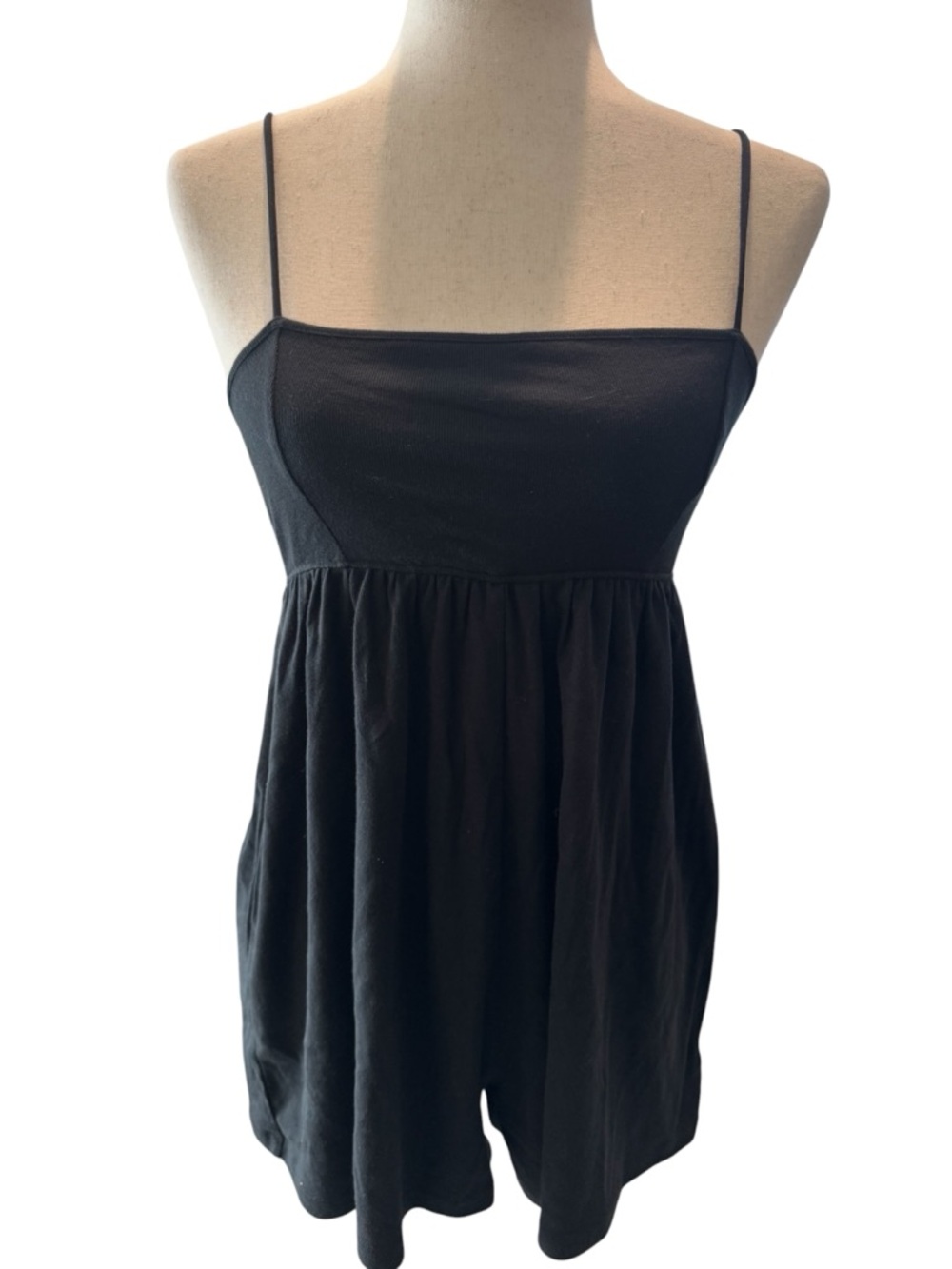 Black Spaghetti Strap Babydoll Romper XS